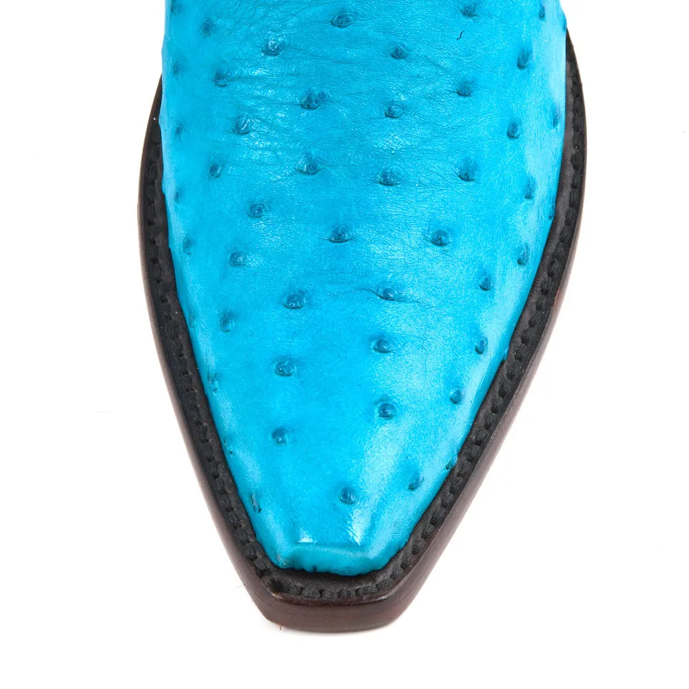 Ostrich Ankle Zipper - Crystal Blue