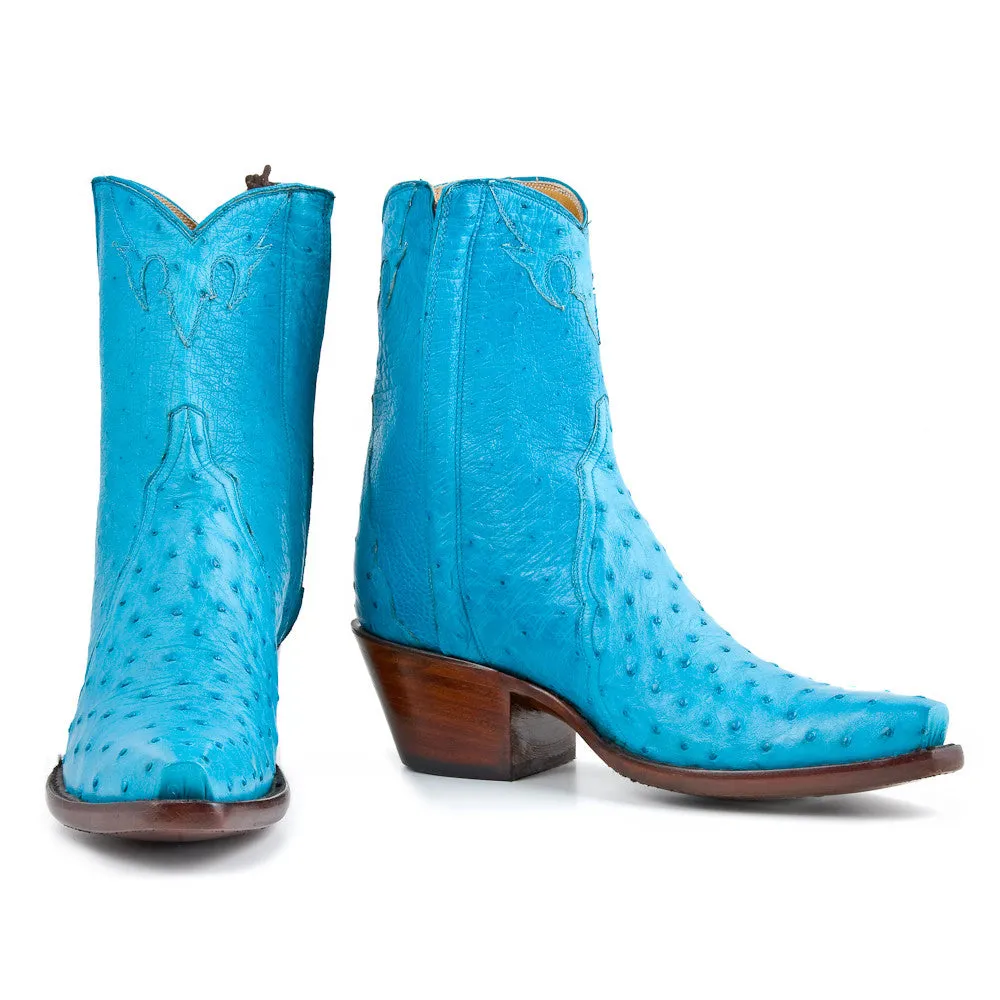 Ostrich Ankle Zipper - Crystal Blue