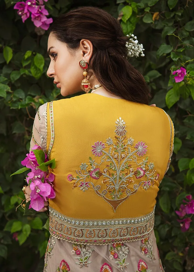 Pakistani Party Dress Designer in Golden Shade #PF115
