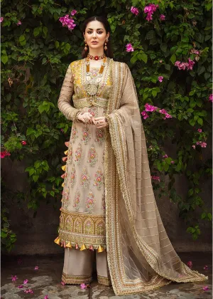 Pakistani Party Dress Designer in Golden Shade #PF115