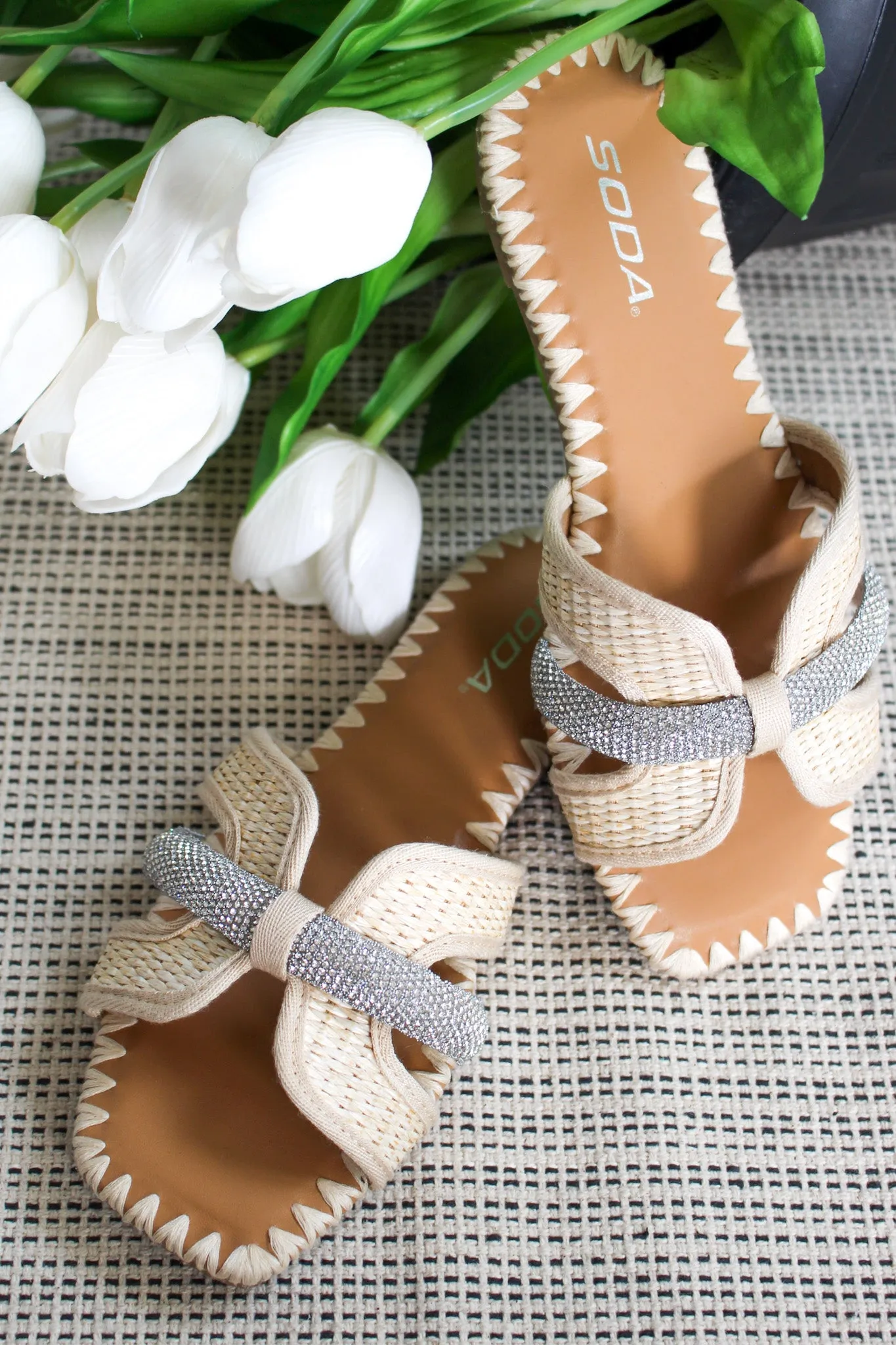 Palma Embellished Raffia Sandal • Natural