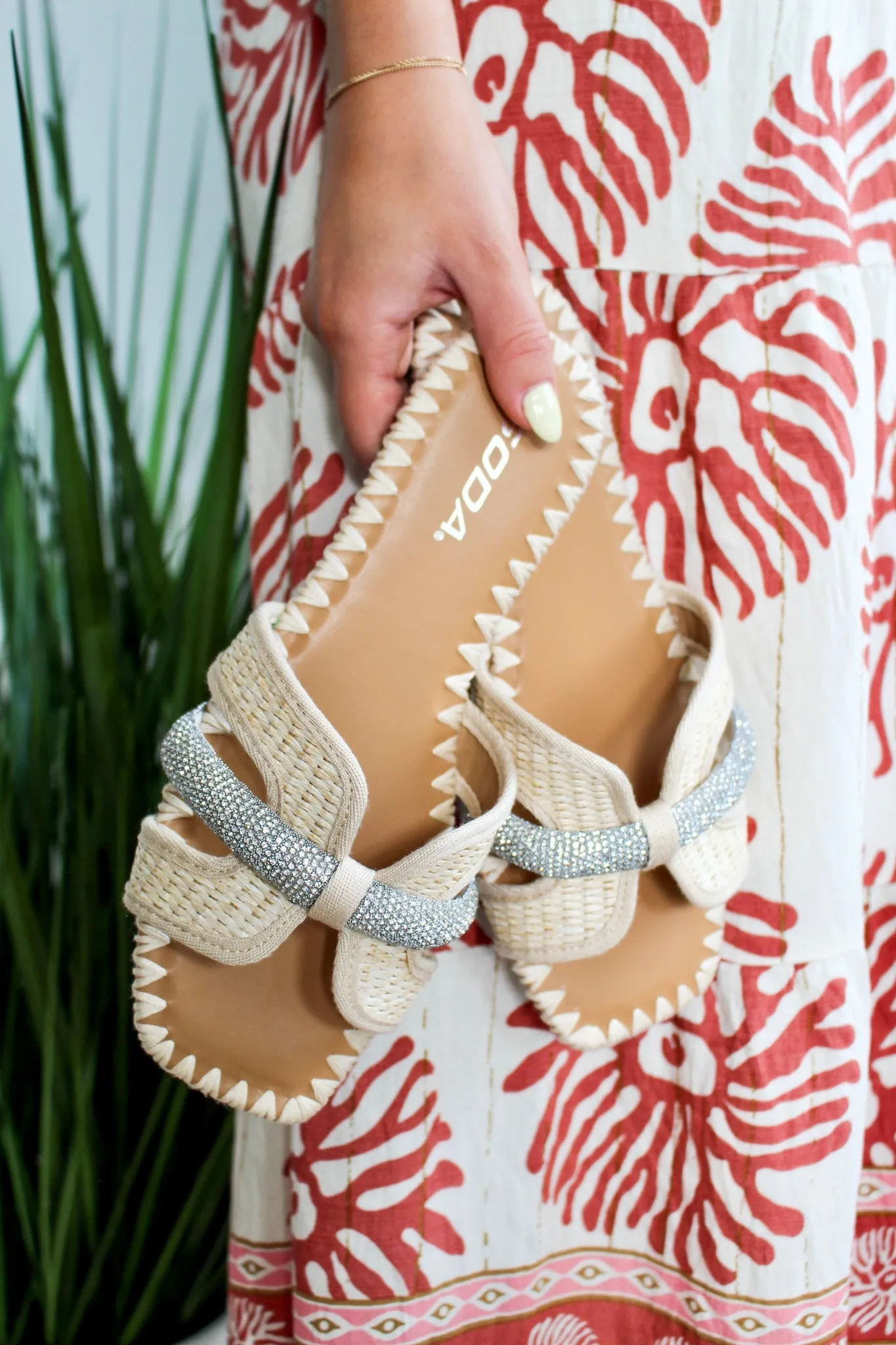 Palma Embellished Raffia Sandal • Natural