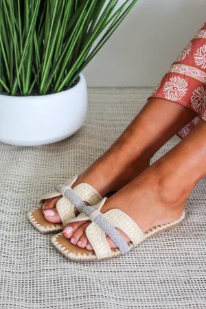Palma Embellished Raffia Sandal • Natural