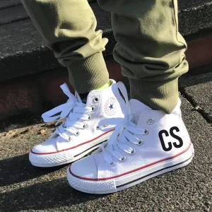 Personalised Baseball Hi-Top Canvas Trainers