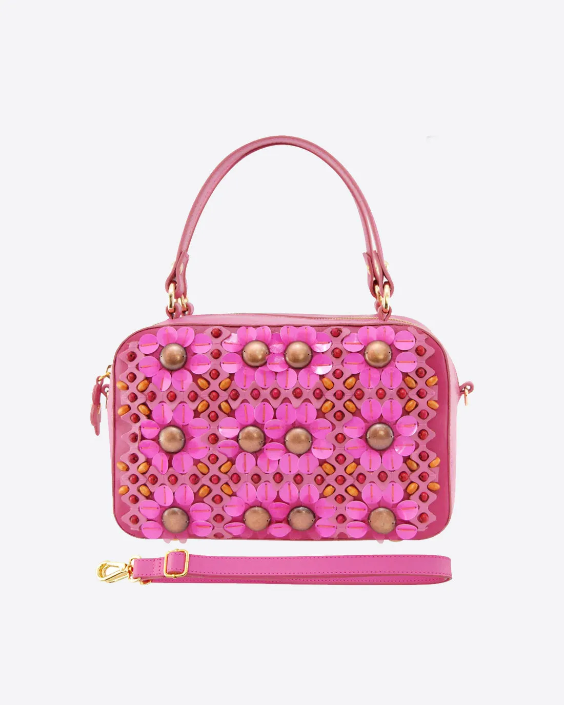 PETULA Embellished Leather Box Bag