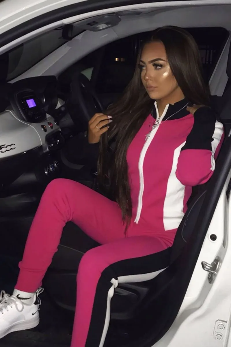Pink Black and White Striped Tracksuit - Cayla