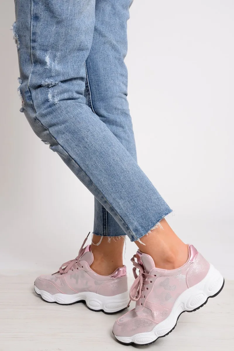 Pink Camo Lace Up Trainers - Adisa