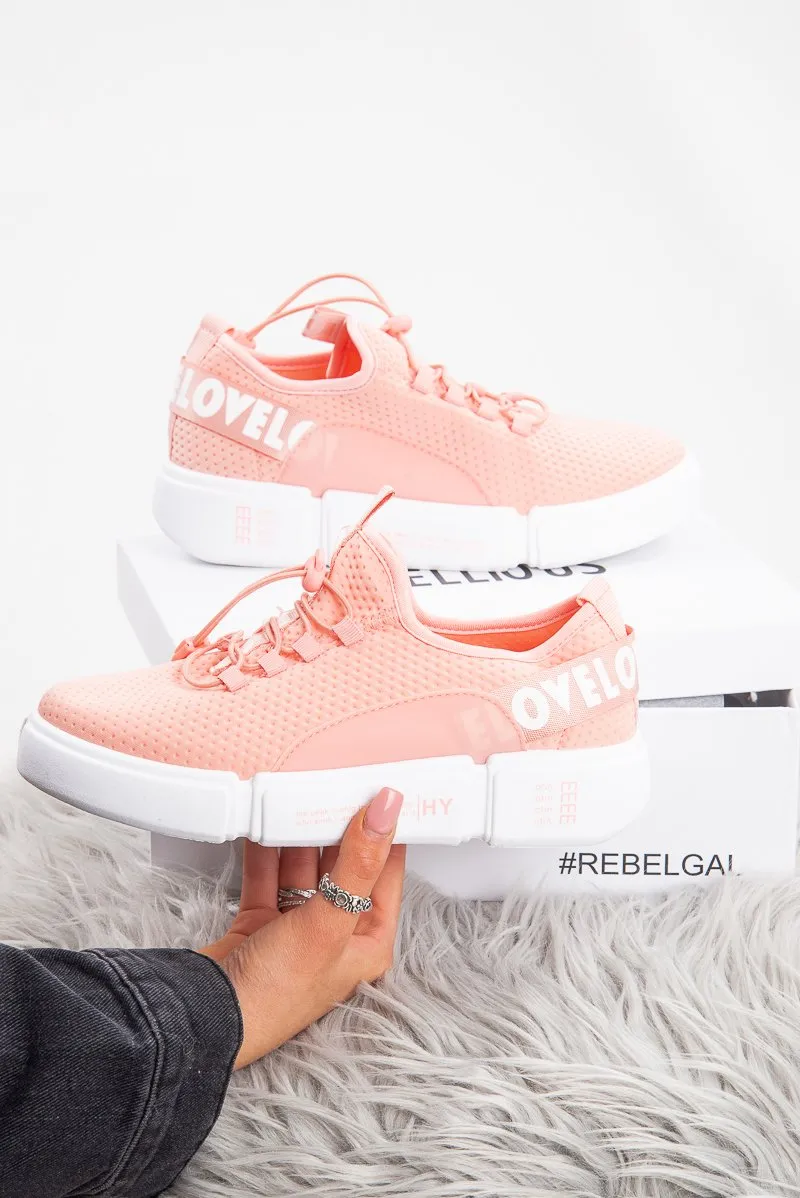 Pink Slogan Tape Toggle Front Chunky Sole Trainers - Byrdie