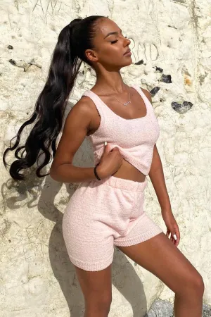 Pink Soft Crop Top   Shorts Loungewear Co-ord - Vadie