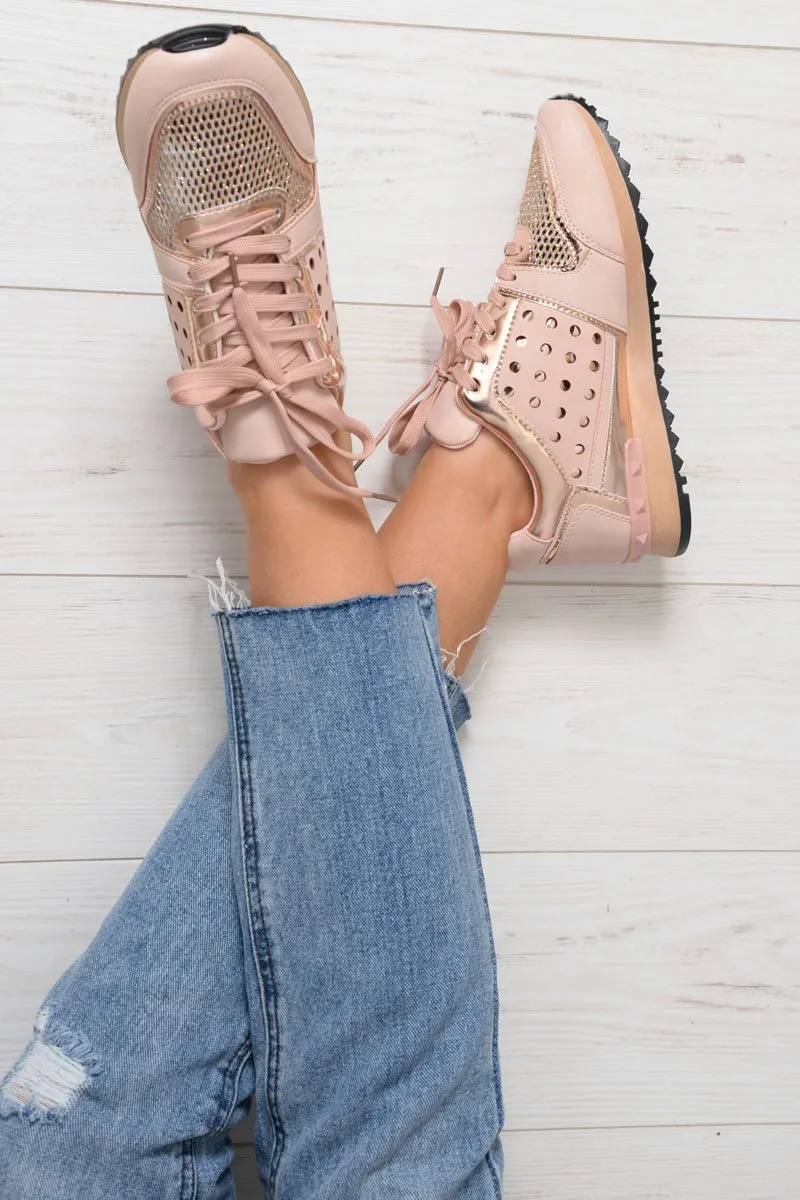 Pink Sparkle Cut Out Trainers - Capri