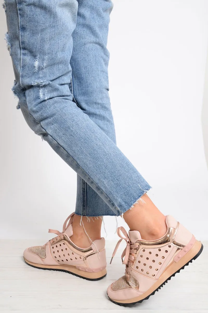 Pink Sparkle Cut Out Trainers - Capri