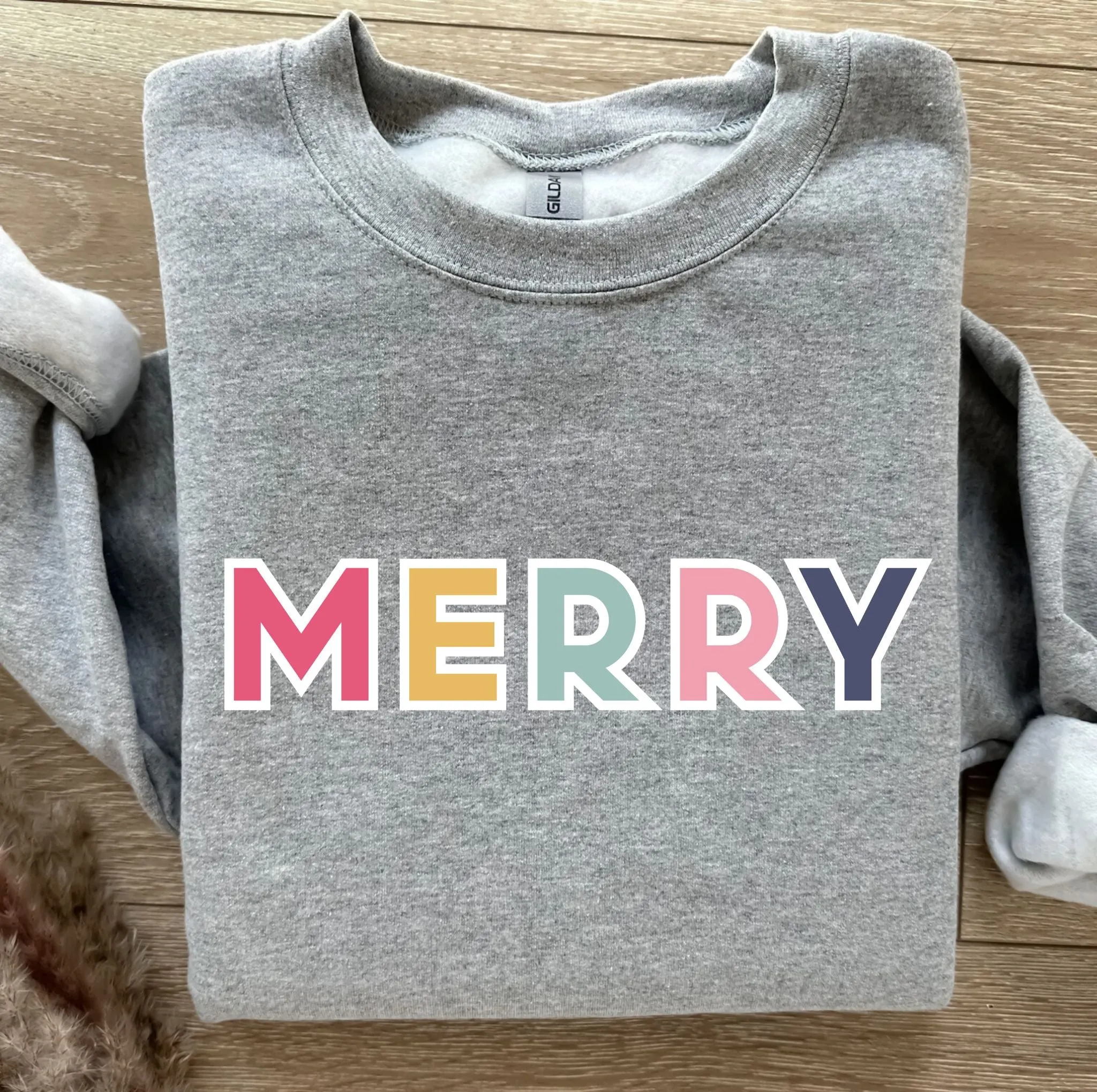 Pops of Color Merry Women's Christmas Graphic Sweatshirt
