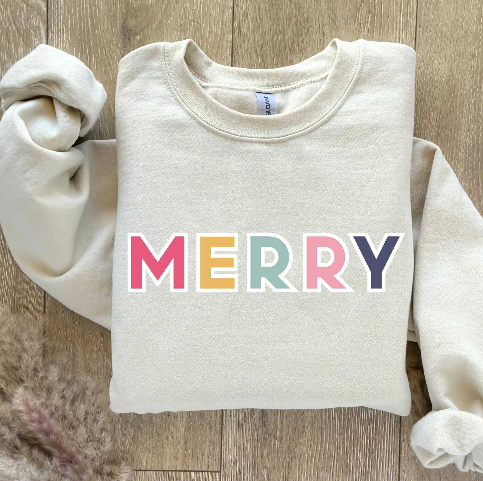 Pops of Color Merry Women's Christmas Graphic Sweatshirt