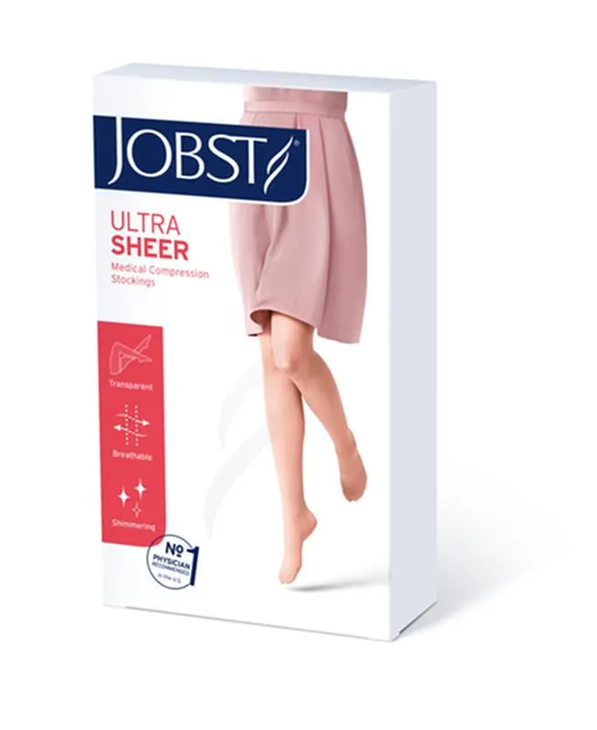 PR/1 JOBST ULTRASHEER WOMEN, KNEE HIGH, 15-20MMHG, SM, NATURAL, OPEN TOE