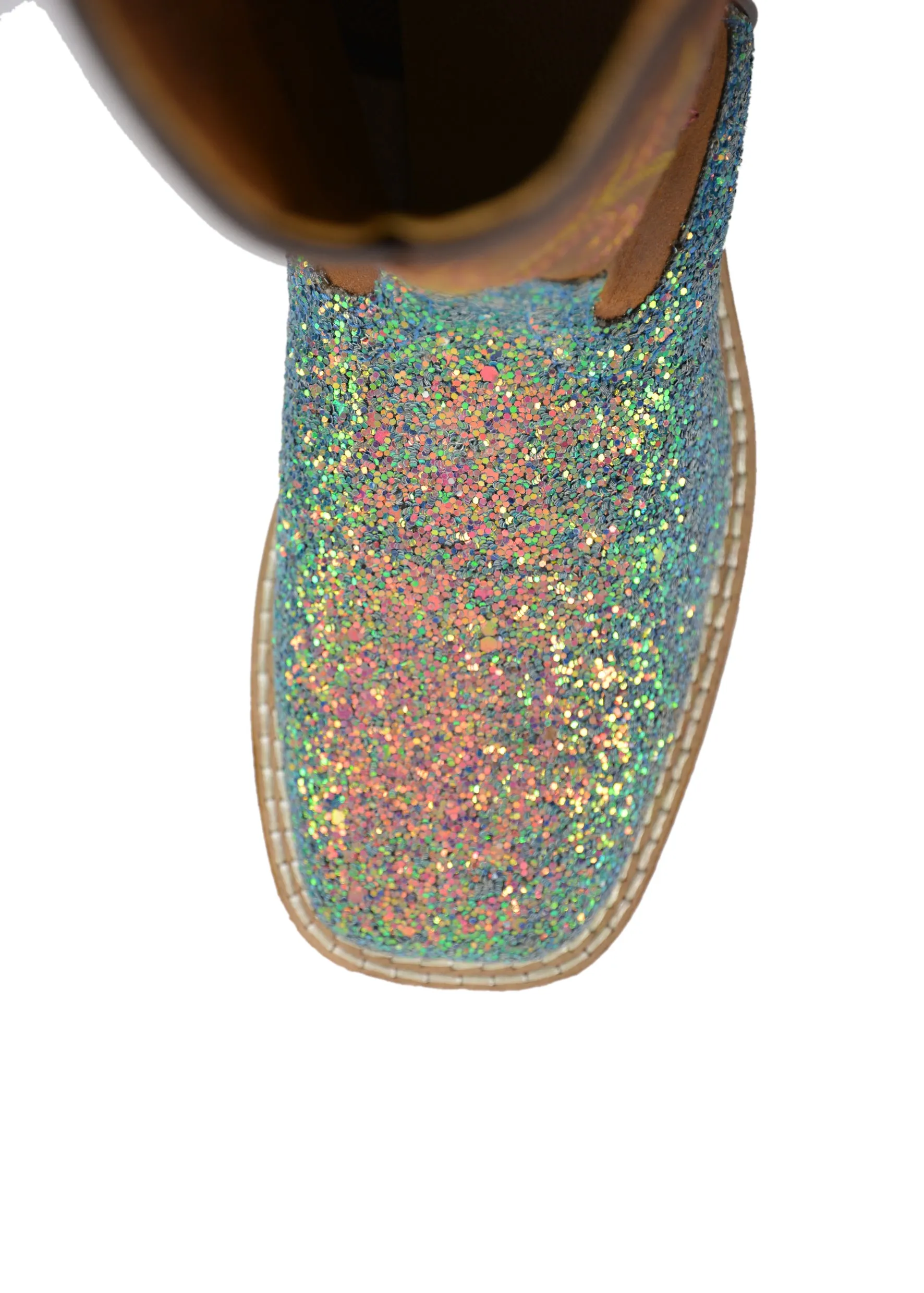 Pure Western Sadie Childrens Boot - Blue Glitter/Brown