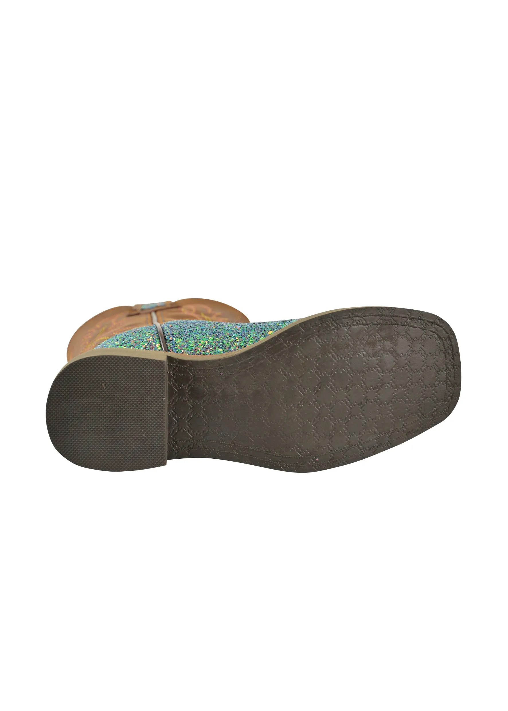 Pure Western Sadie Childrens Boot - Blue Glitter/Brown