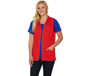 Quacker Factory Zip Front Vest And Short Sleeve Lobster T-Shirt Set