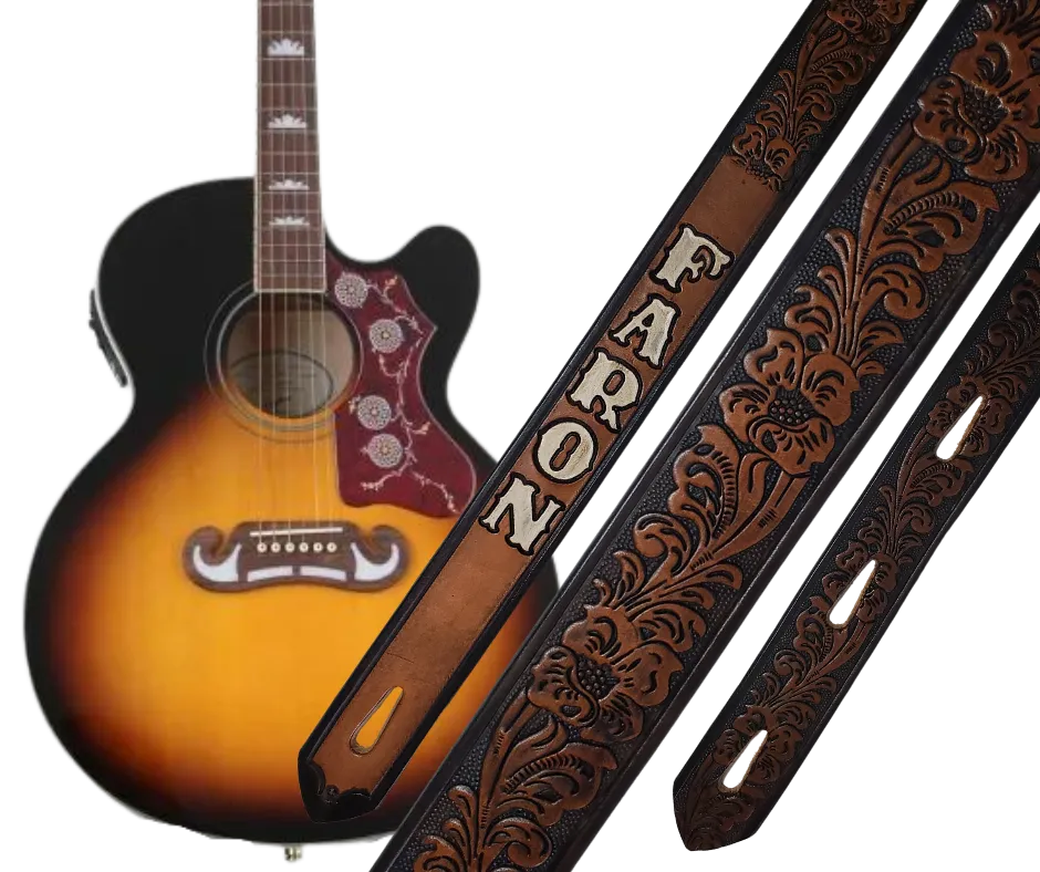"Hello Walls" 1 1 /2" Leather Guitar Strap