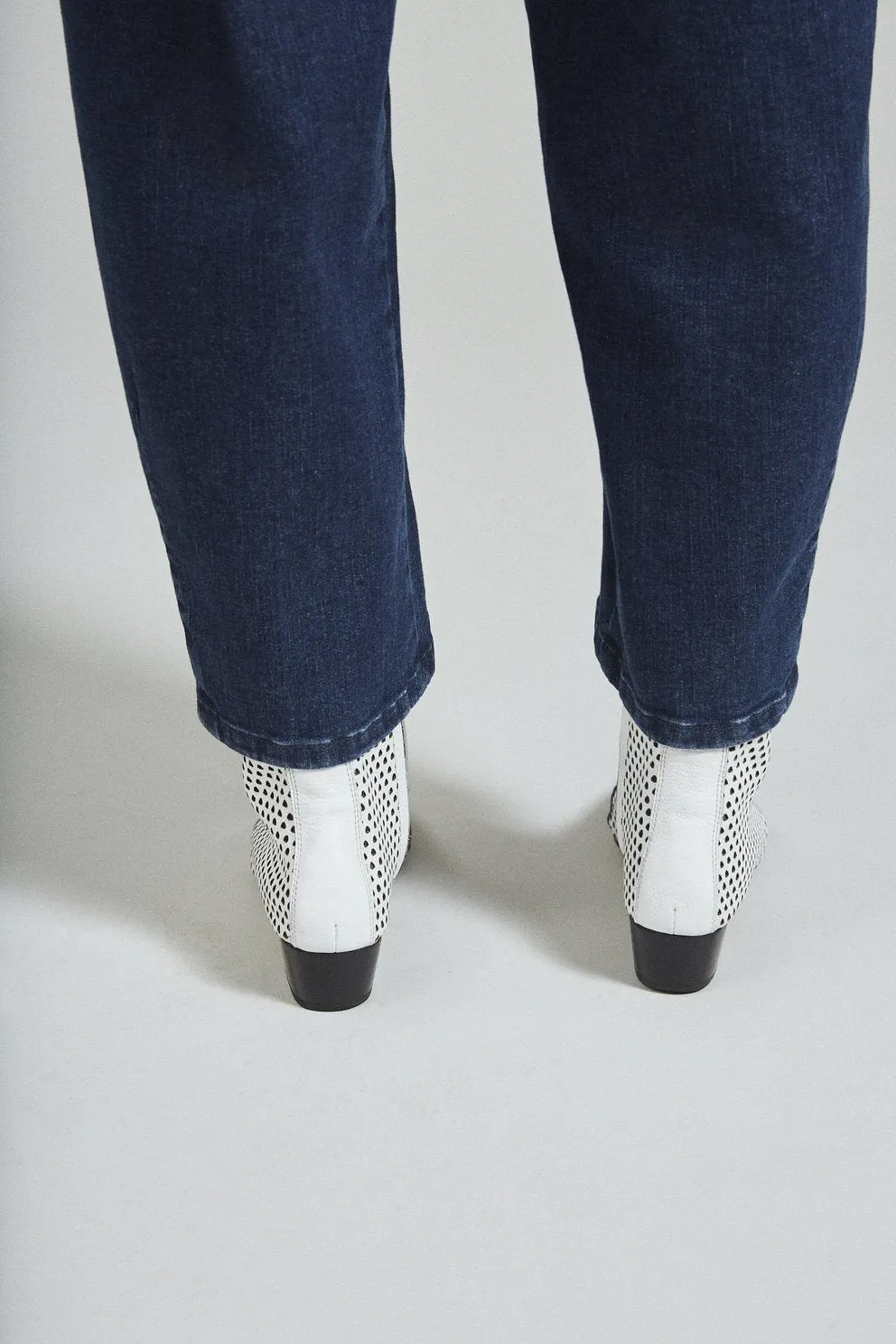 Rachel Comey Cove Boot in White Perf Pebbled Leather