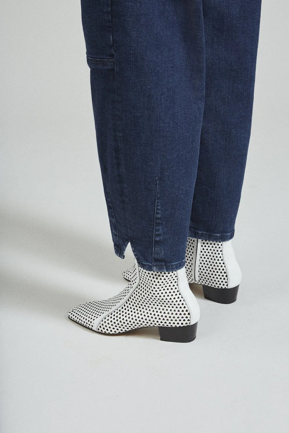 Rachel Comey Cove Boot in White Perf Pebbled Leather
