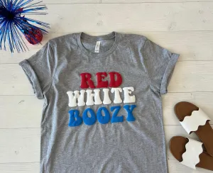 Red White & Boozy Embossed USA T-Shirt