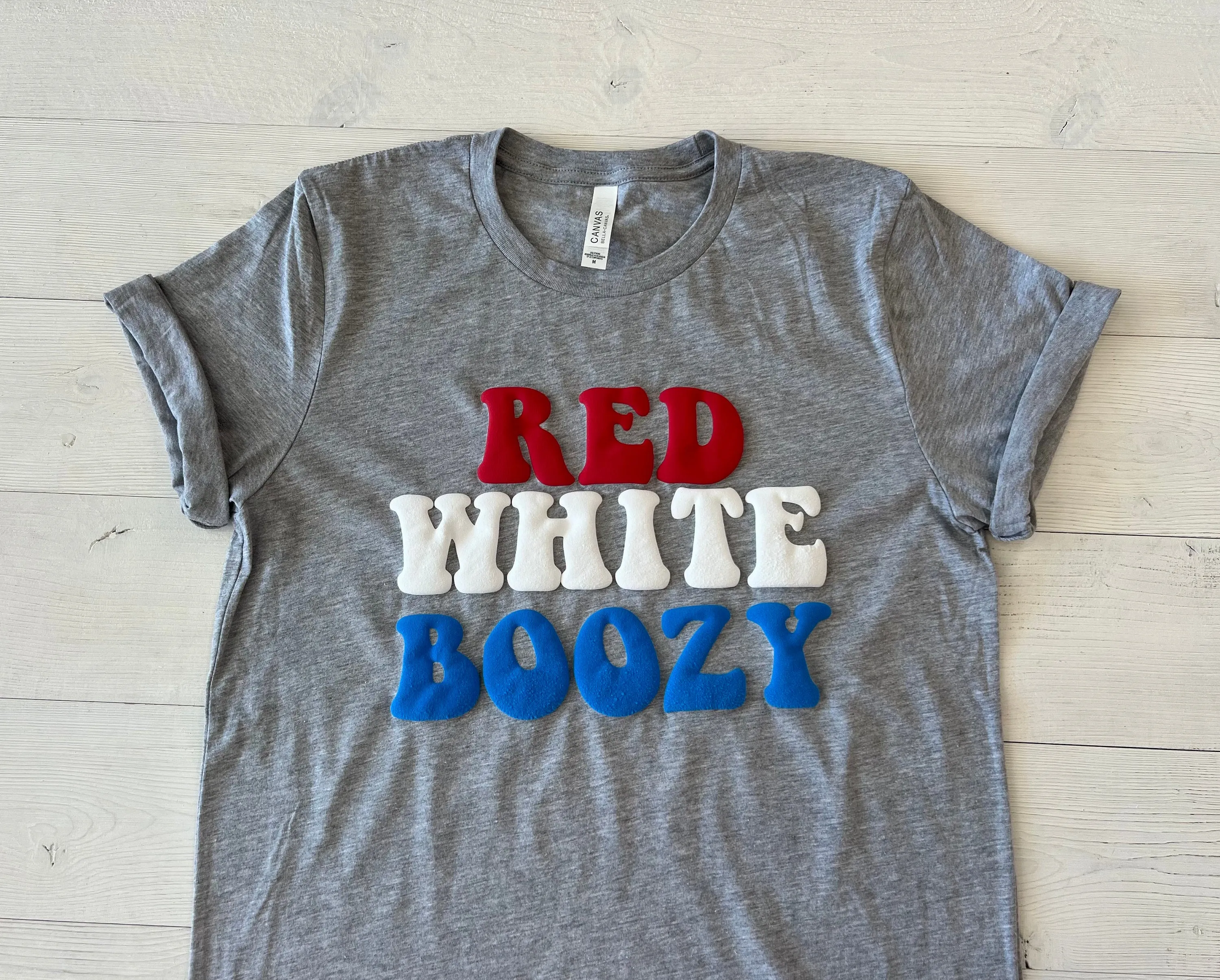 Red White & Boozy Embossed USA T-Shirt