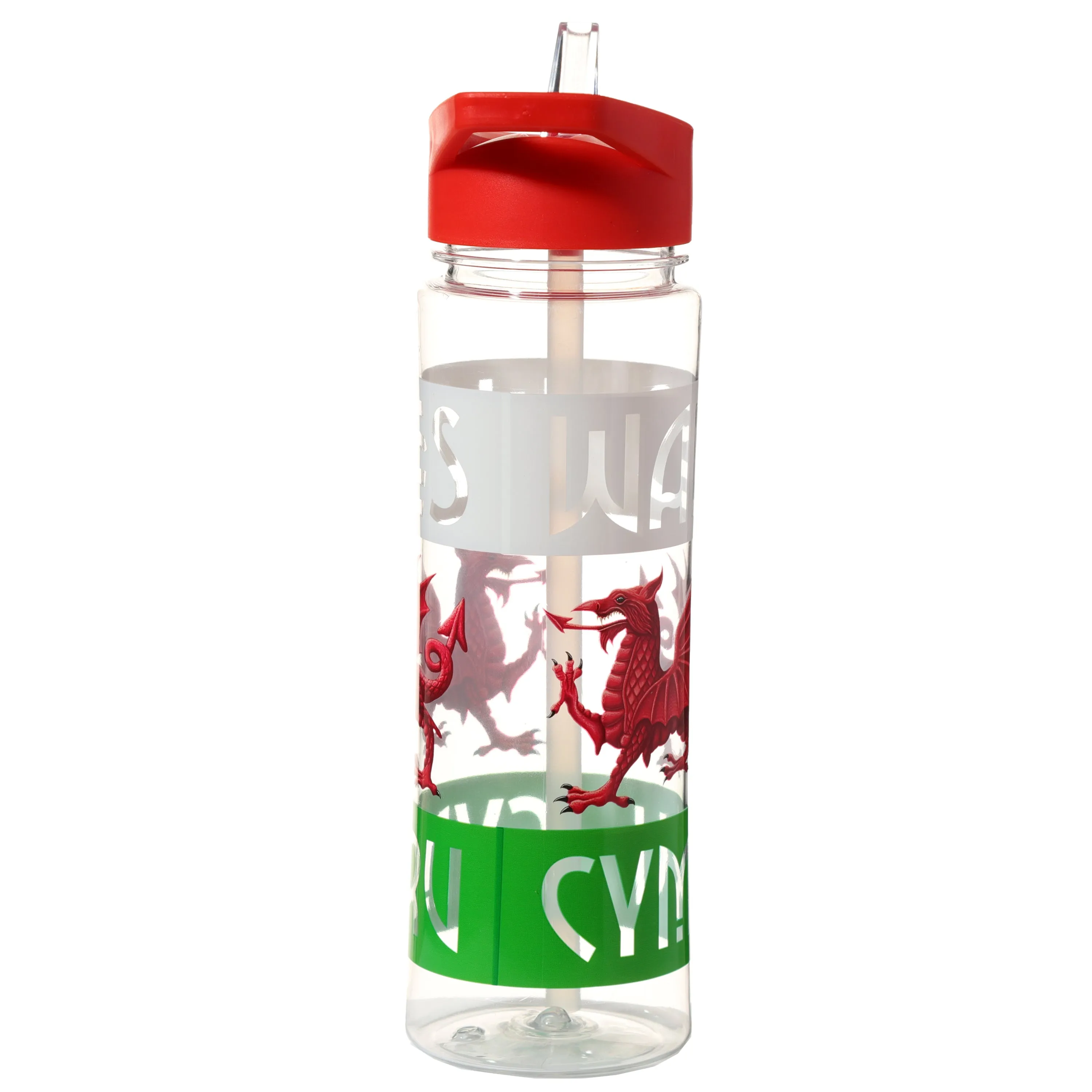 Reusable Welsh Dragon Wales Cymru 550ml Water Bottle with Flip Straw