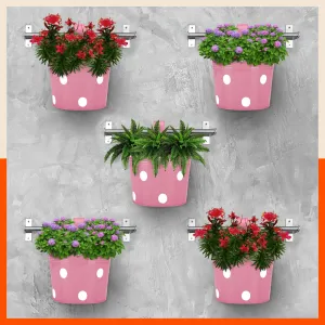RUI Hanging Metal Pot Holders / Planters for Home / Balcony / Garden | Blush - Set of 5