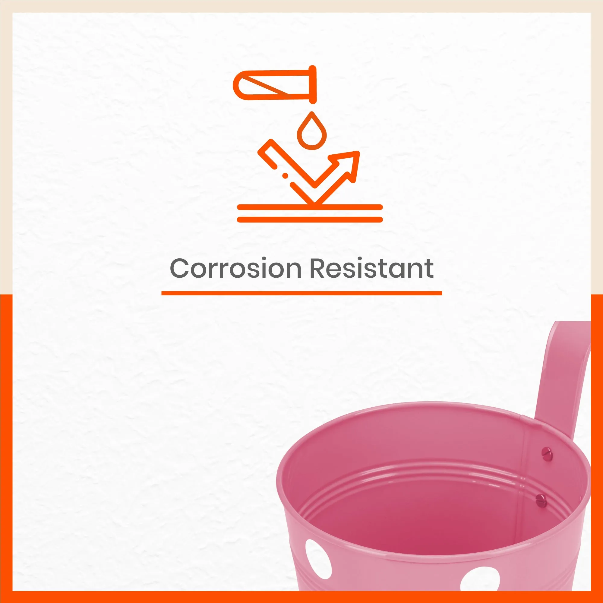 RUI Hanging Metal Pot Holders / Planters for Home / Balcony / Garden | Blush - Set of 5