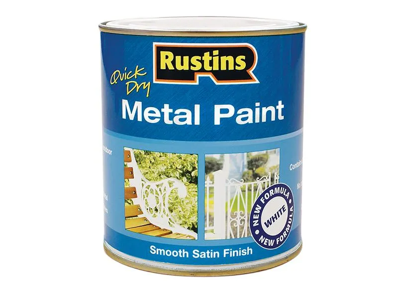 Rustins Quick Dry Metal Paint Smooth Satin White 500Ml