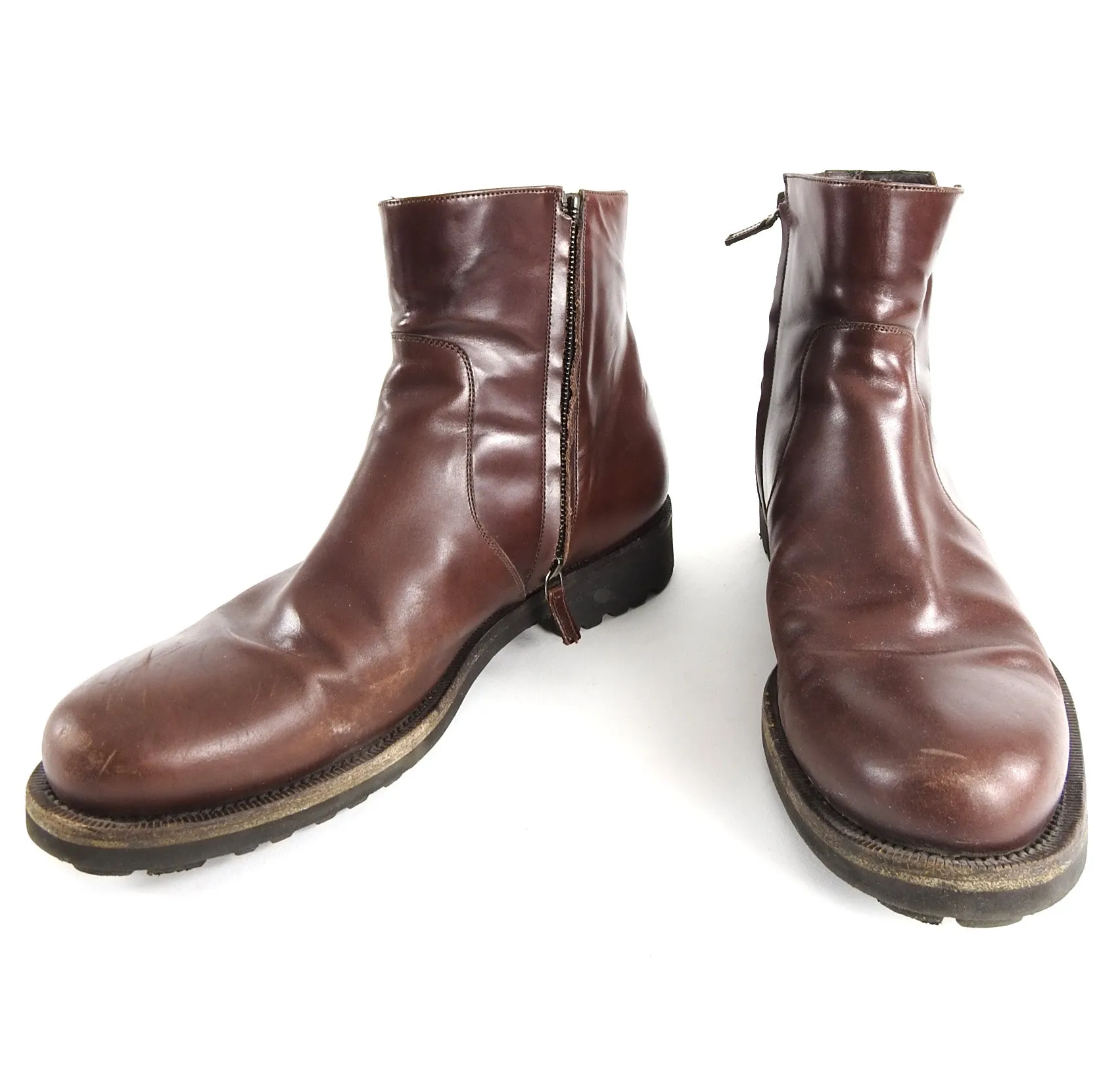 Salvatore Ferragamo Burgundy Soffio Side Zip Leather Boot - 11