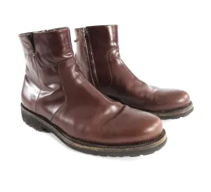 Salvatore Ferragamo Burgundy Soffio Side Zip Leather Boot - 11