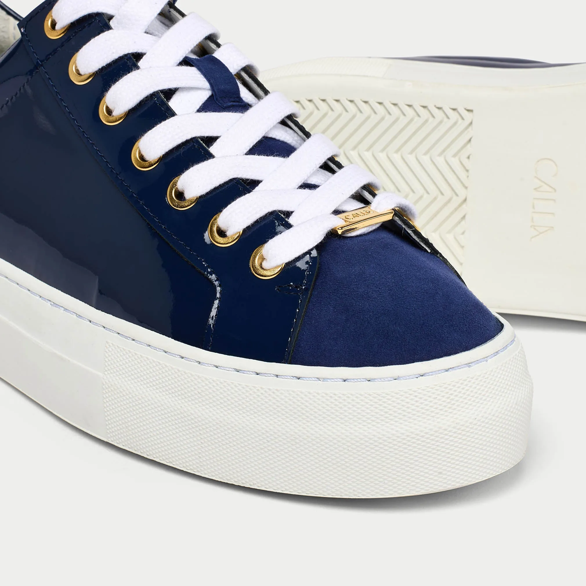 Saturn - Navy Patent Leather & Suede
