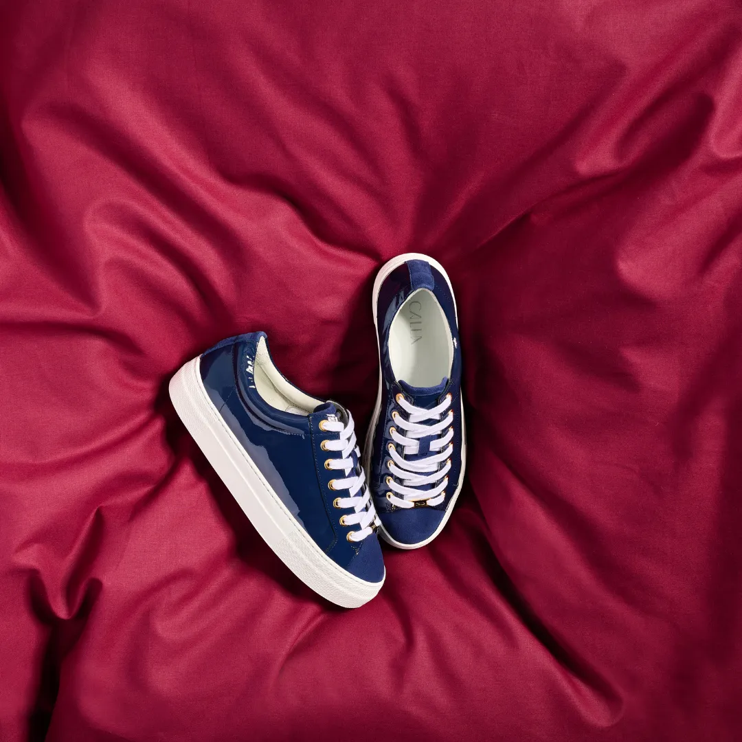 Saturn - Navy Patent Leather & Suede