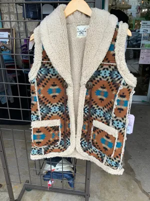 Sherpa Vest Native American Pattern