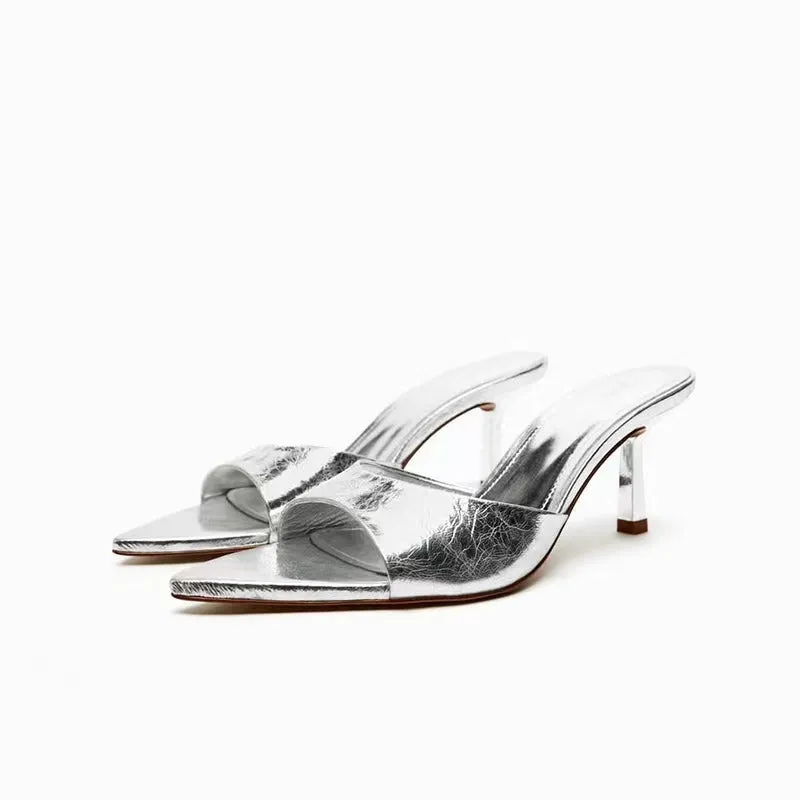 Silver Pointed Open Toe