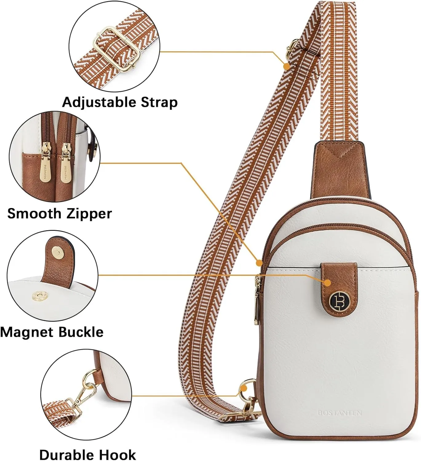 Small Trendy Leather Crossbody Sling Bag for Women