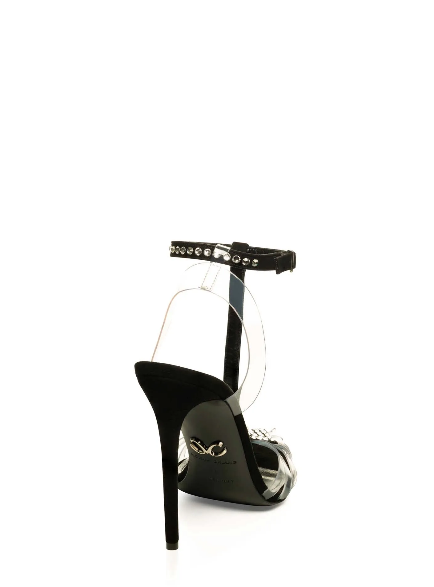 SOLANGE CRYSTAL EMBELLISHED BLACK SUEDE & PVC PUMPS