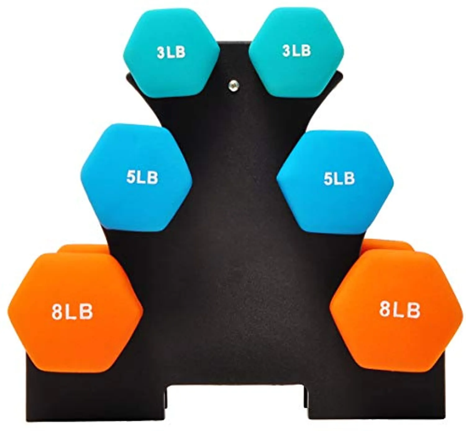 Sporzon! Neoprene Coated Dumbbell Set with Stand, 3 Pairs Dumbbells and Stand Included
