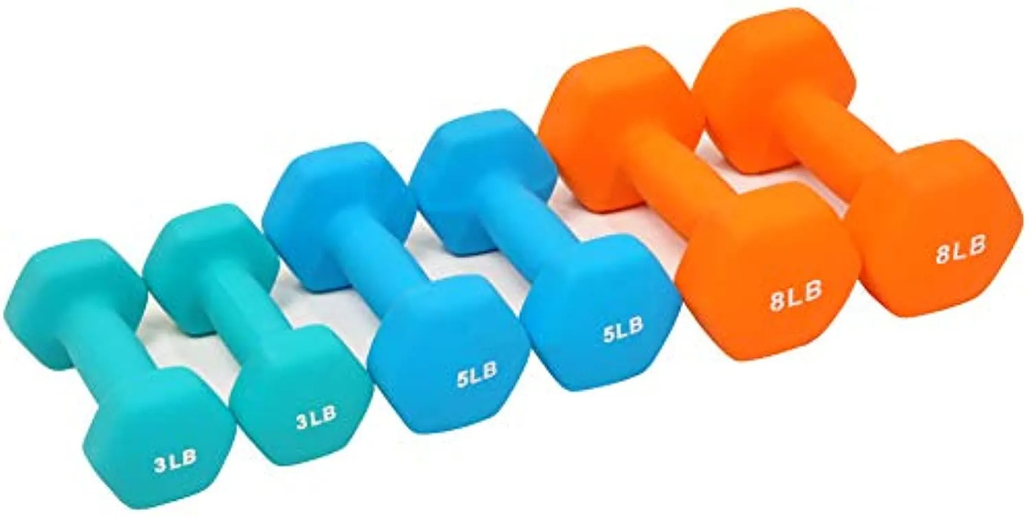 Sporzon! Neoprene Coated Dumbbell Set with Stand, 3 Pairs Dumbbells and Stand Included