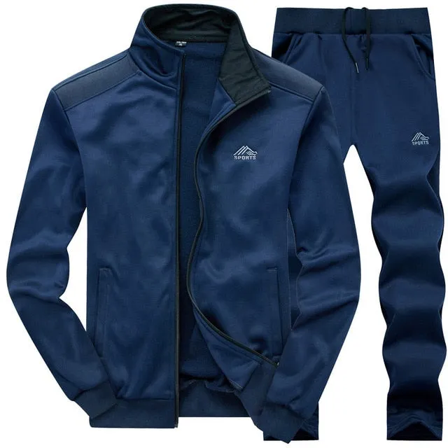 Spring Autumn Men's Sets 2 Piece Zipper Jacket
