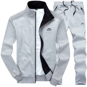 Spring Autumn Men's Sets 2 Piece Zipper Jacket