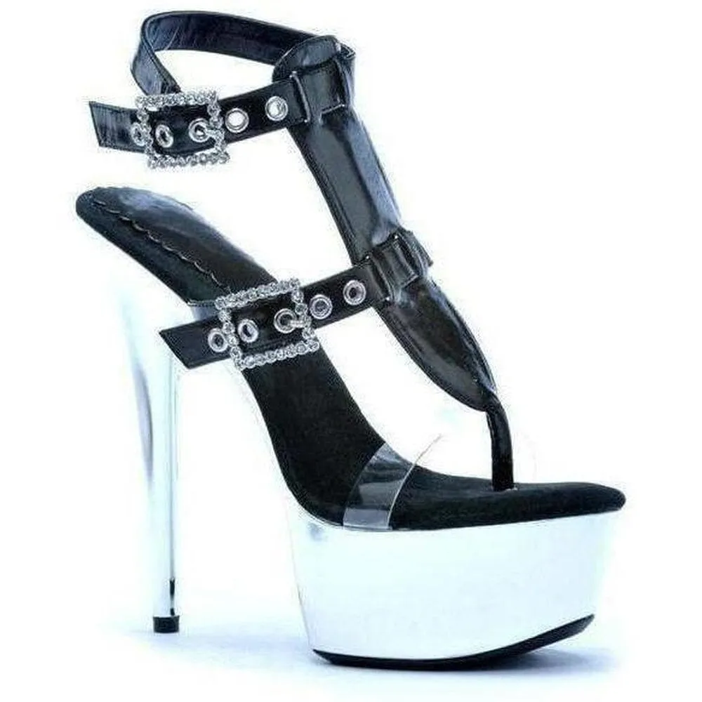 SS-609-Geneva Platform Sandal | Black Patent