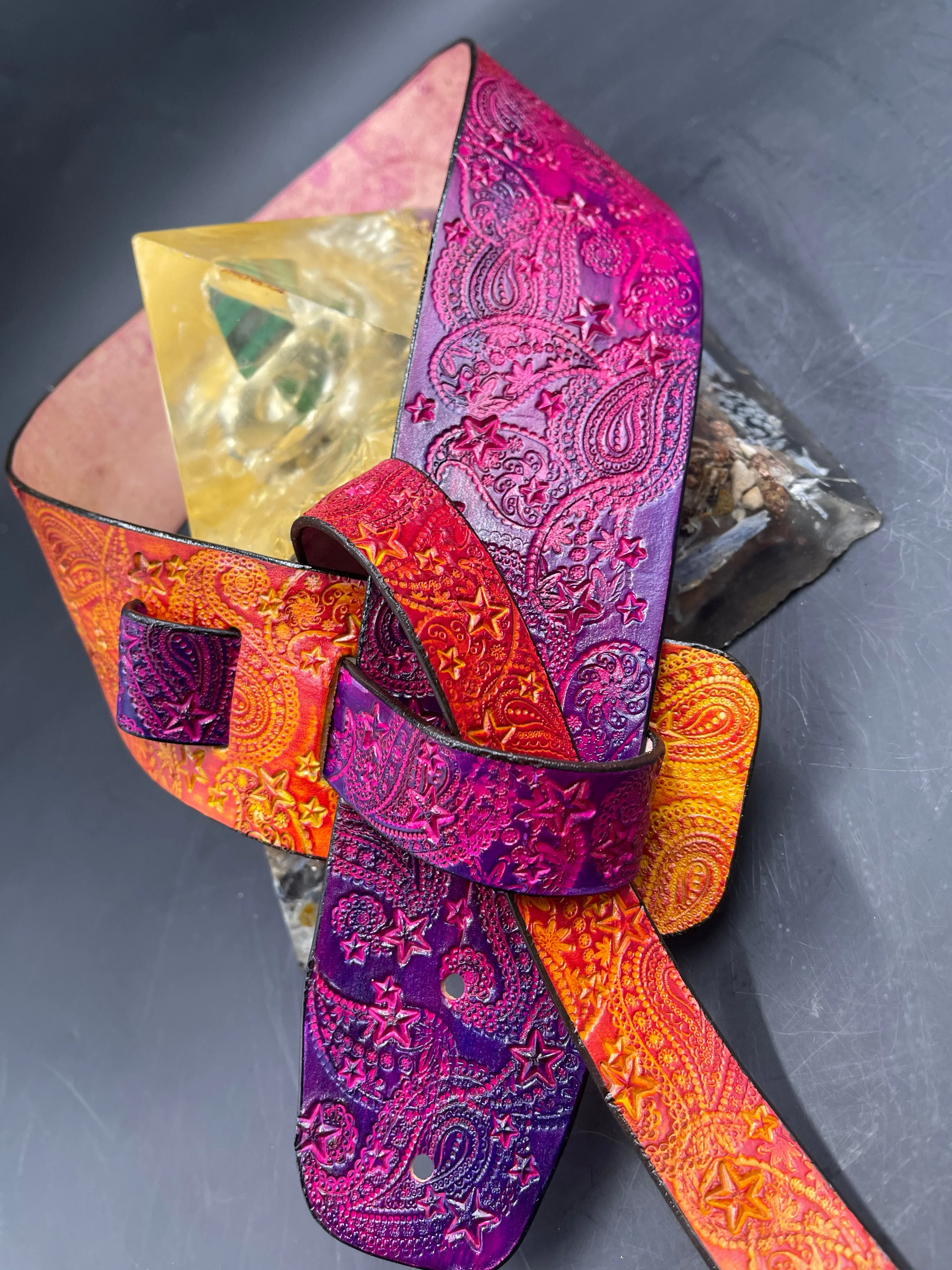 Stamped Leather Guitar Strap Unlined - Assorted Designs