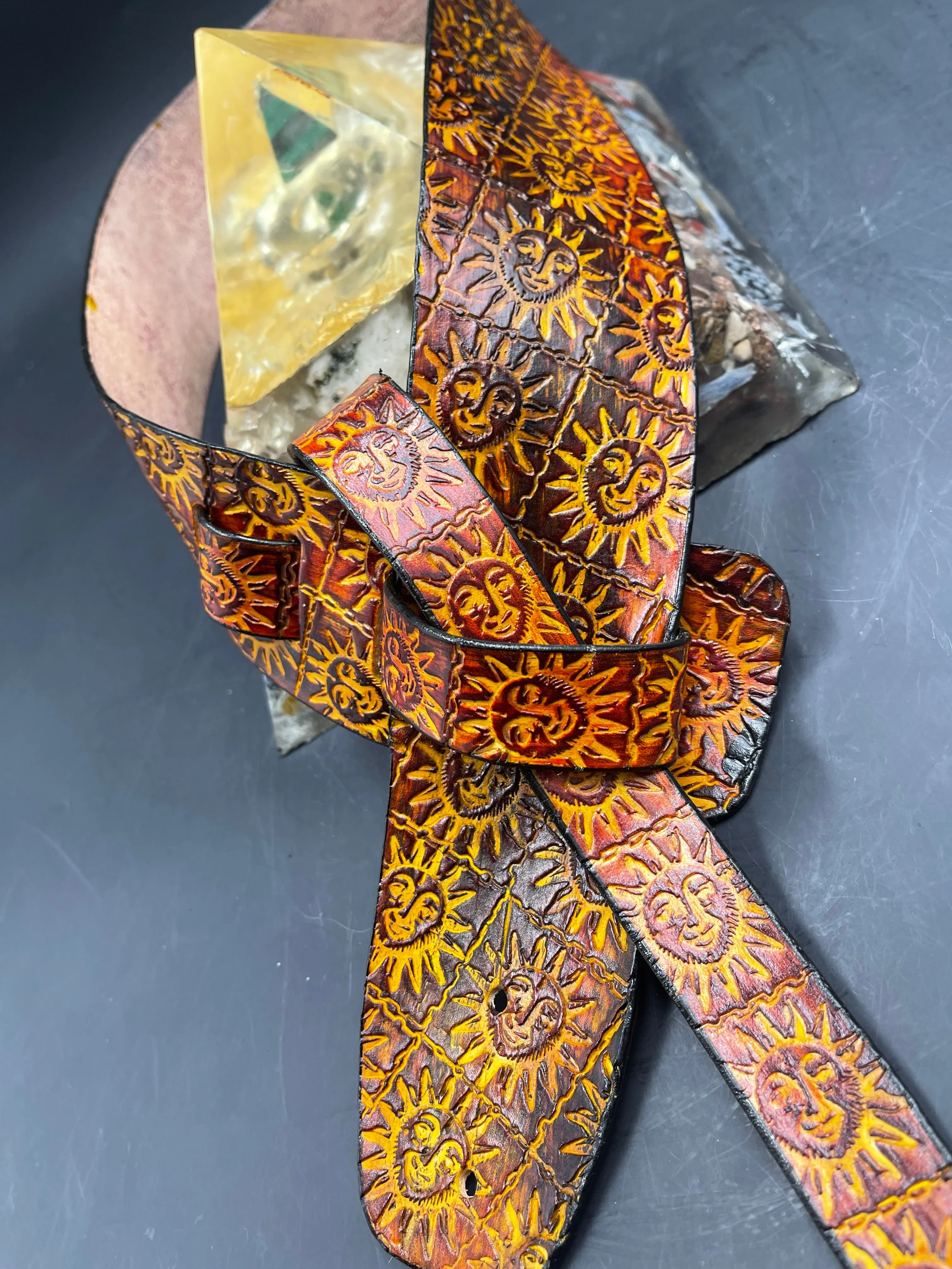 Stamped Leather Guitar Strap Unlined - Assorted Designs