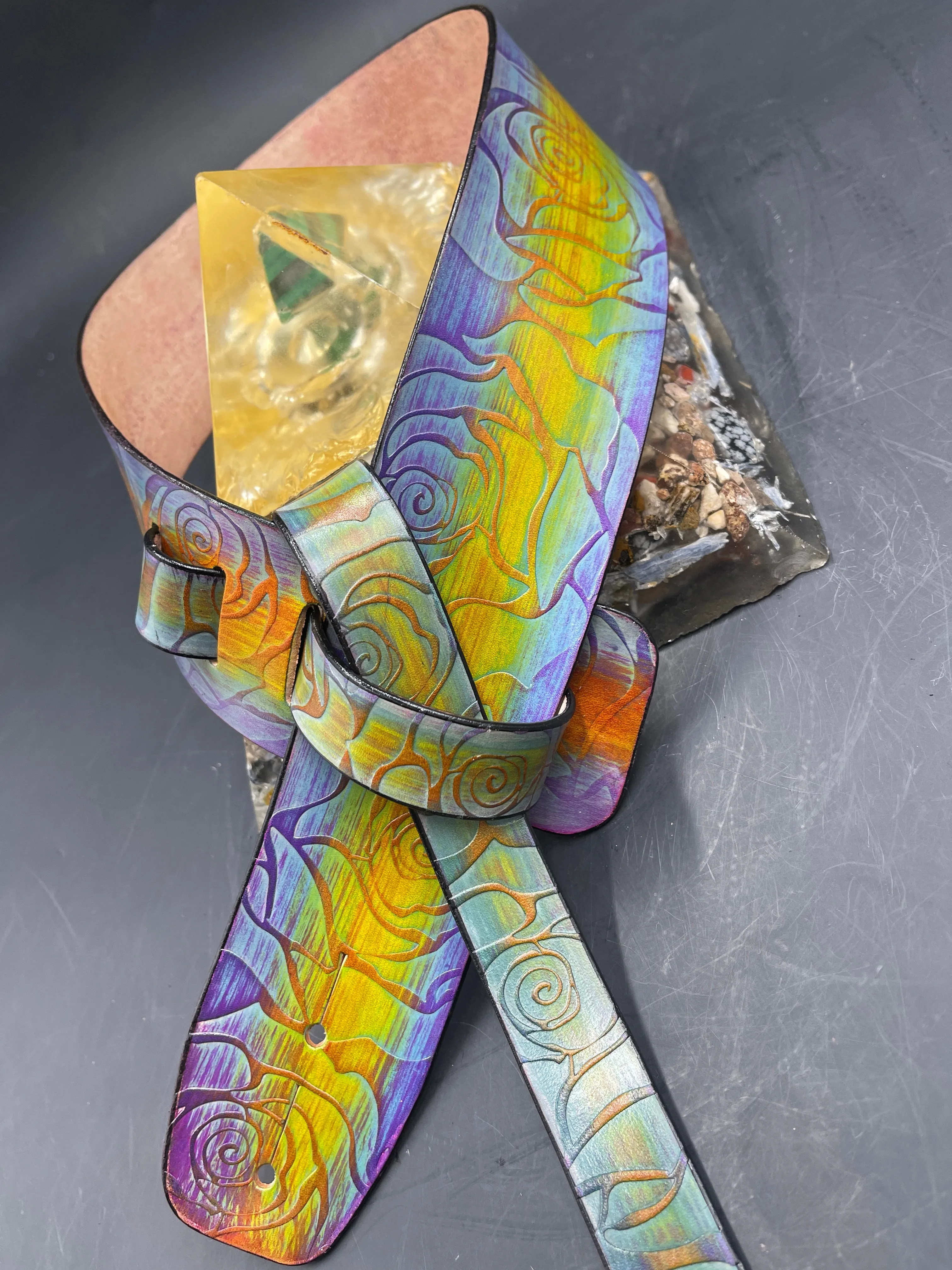 Stamped Leather Guitar Strap Unlined - Assorted Designs