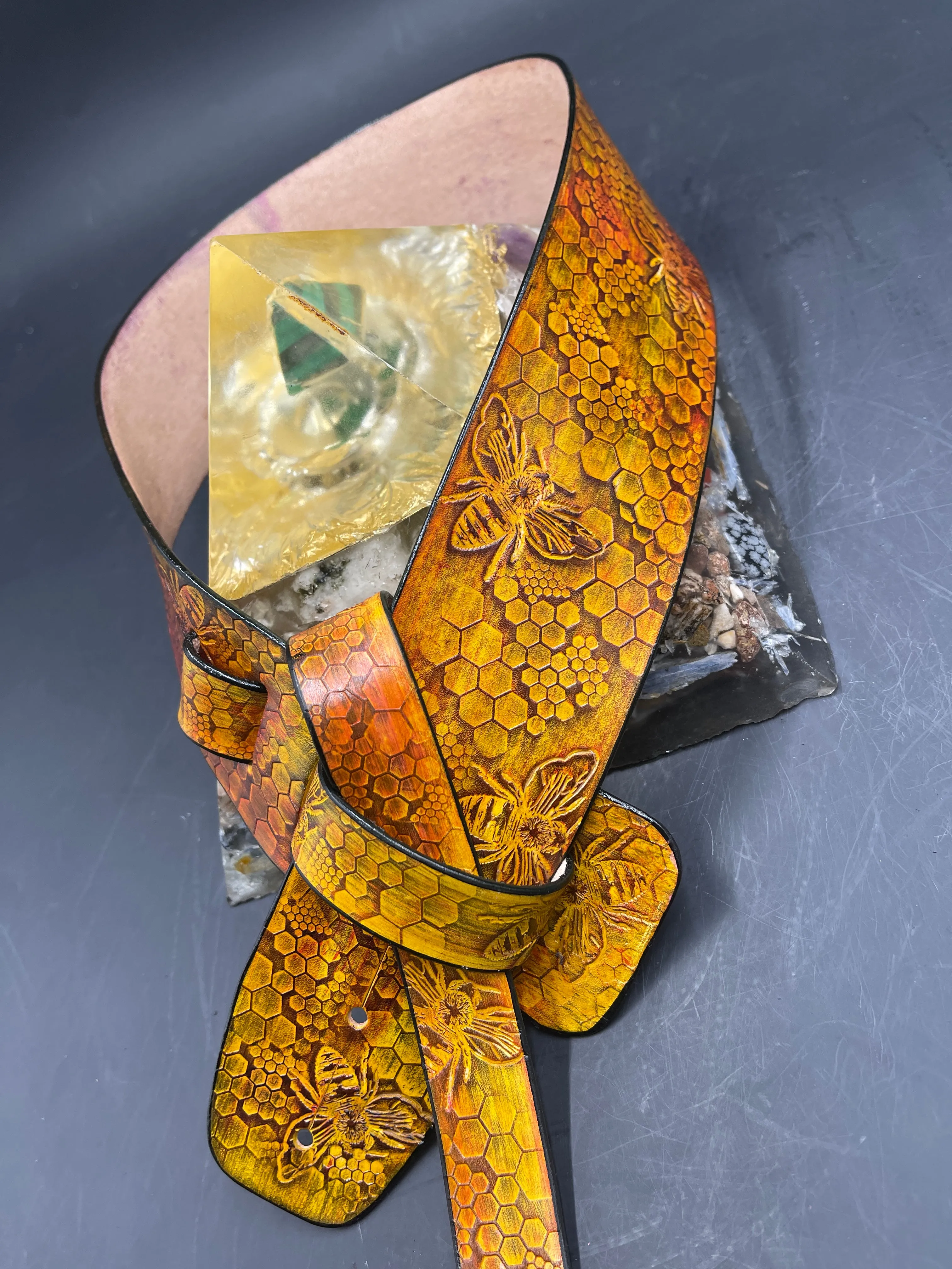 Stamped Leather Guitar Strap Unlined - Assorted Designs