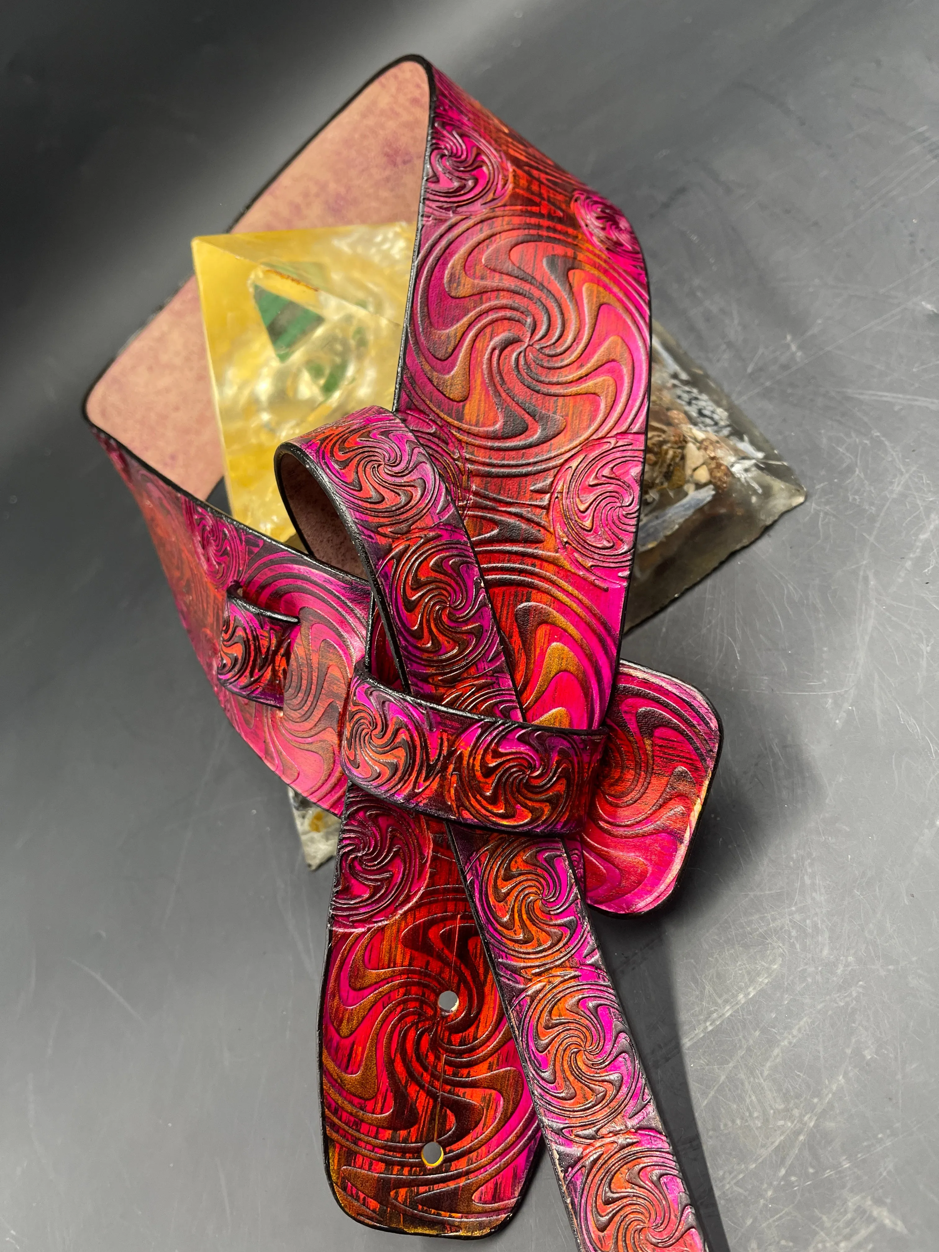 Stamped Leather Guitar Strap Unlined - Assorted Designs