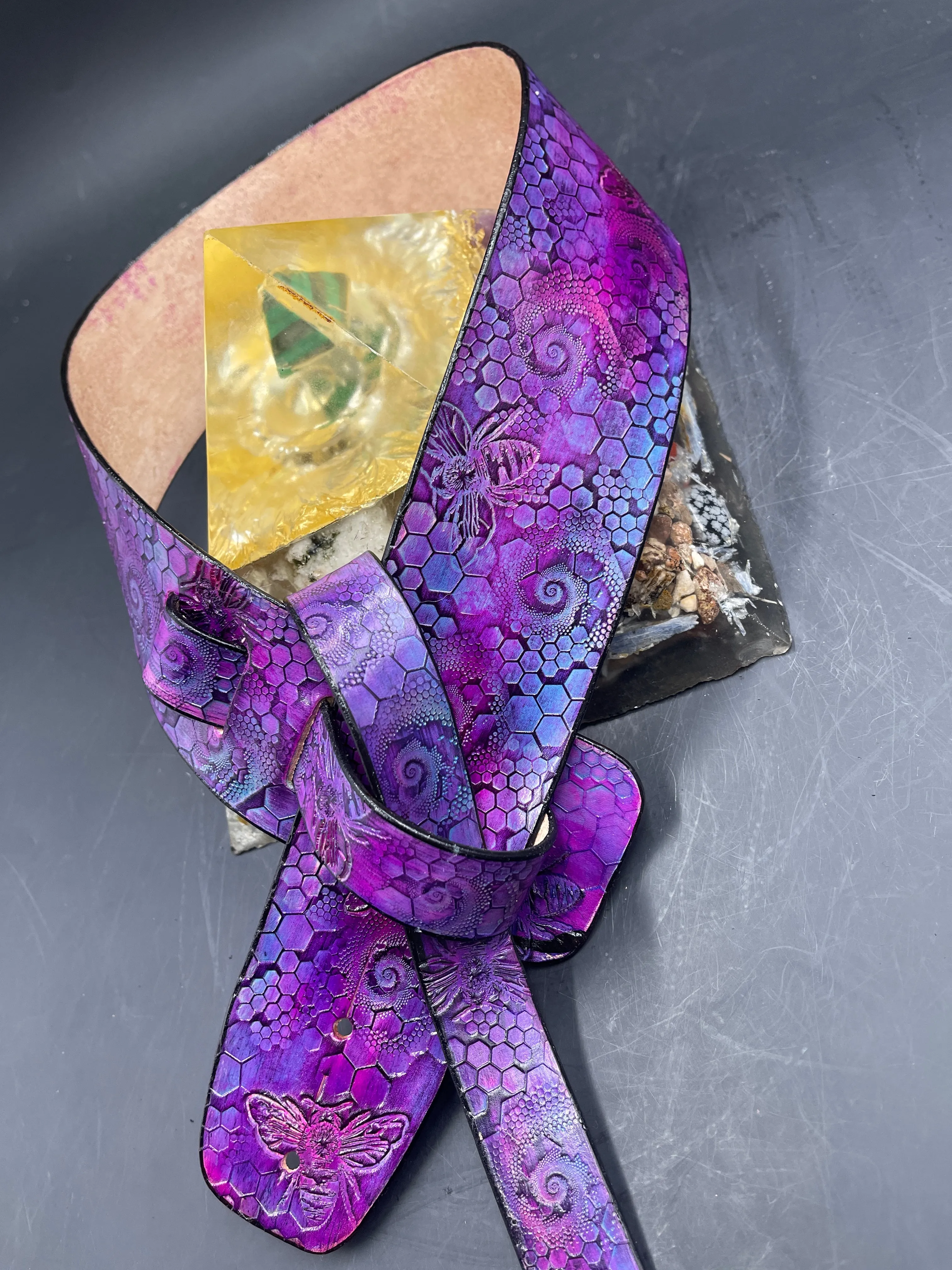 Stamped Leather Guitar Strap Unlined - Assorted Designs