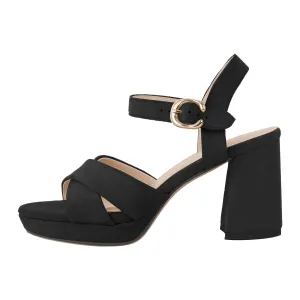 Suede Platform Buckle Strap Chunky Heel Sandals